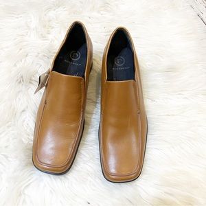 Rockport NWT Brown Leather Square Toe Slip On Wedge Loafers Size 5.5M